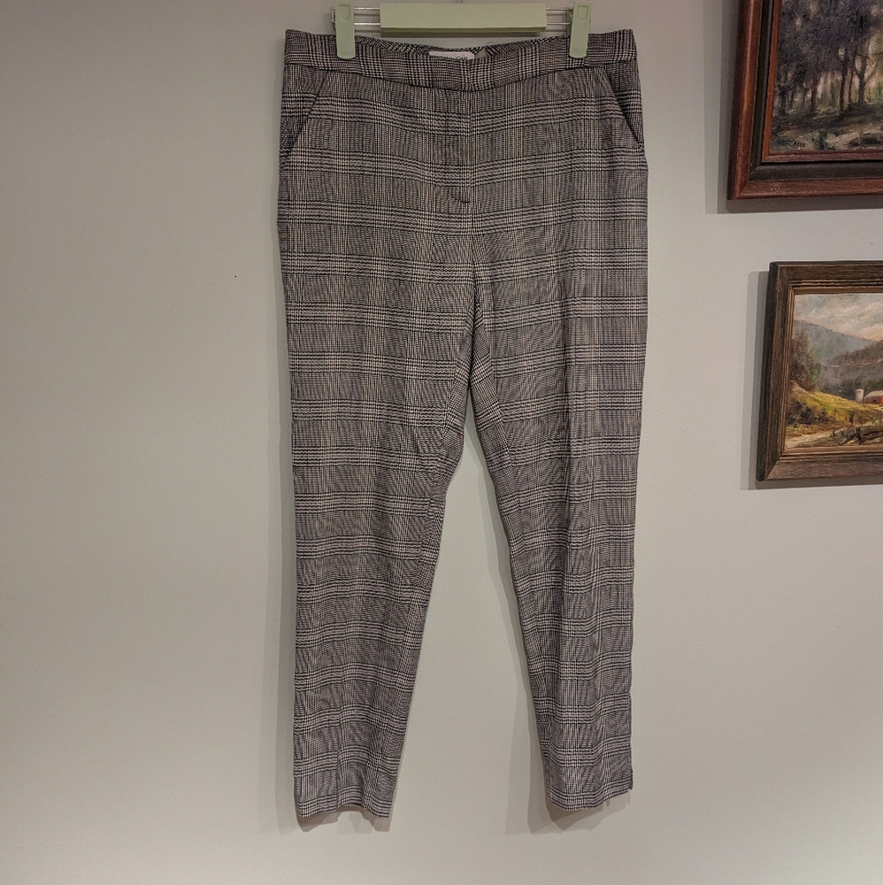 Calvin Klein Womens 4 Black White (Gray) Plaid Check Slit Ankle Pants 199